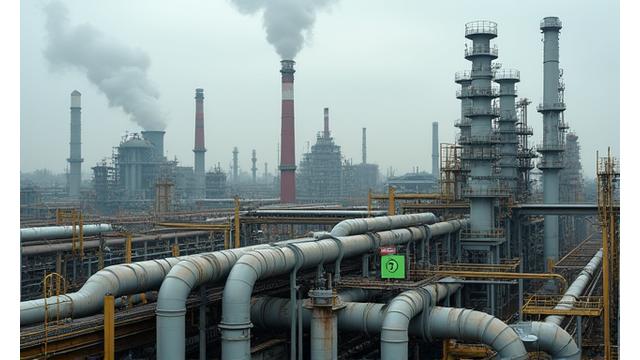 Chemiekomplex in Krefeld mit Dampfleitungen