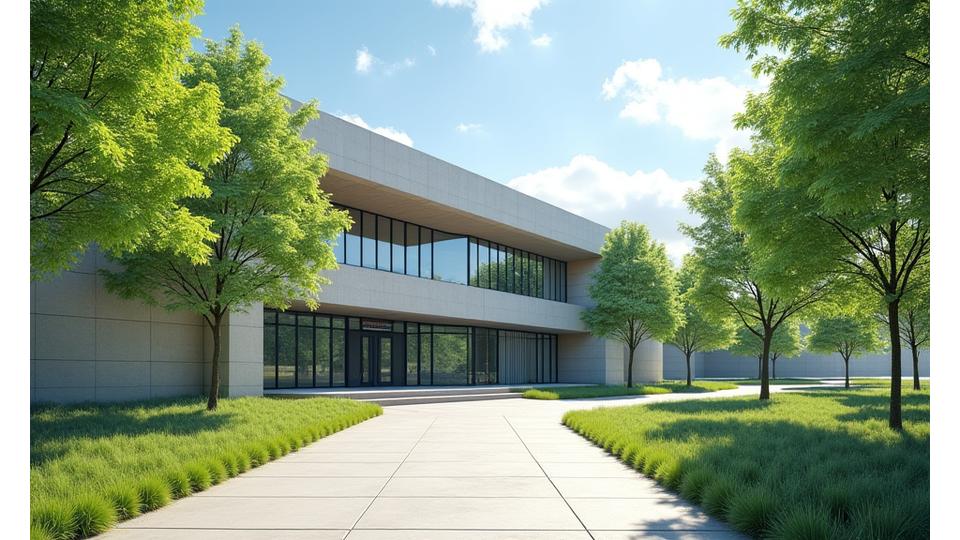 Schule oder öffentliches Gebäude mit Geothermie-Anlage