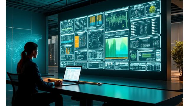 Moderne Kontrollzentrale mit AI-Dashboards
