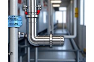 Hydraulische Einbindung einer Wärmepumpe mit sauberen und gut beschrifteten Rohleitungen, die Systembalance und Ordnung symbolisieren. Technisch präzise dargestellt.